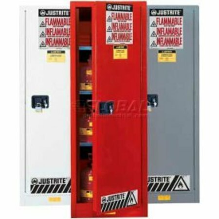 JUSTRITE Justrite 36 Gallon 1 Door, Self-Close, Slimline, Flammable Cabinet, 23-1/4"W x 18"D x 65"H, Red 892231